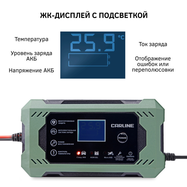 Зарядное устройство импульсное автоматическое для свинцово-кислотных аккумуляторов CA-5A CARLINE