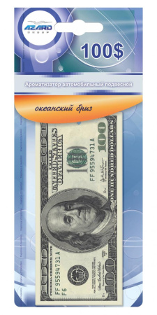 Ароматизатор воздуха подвесной на бумажной основе "Freshco 100$" USD-104 Океанский бриз