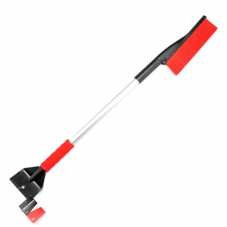 Скребок для снега+щетка "iSky" 82см, мягкая ручка, (красный)  ISB-82