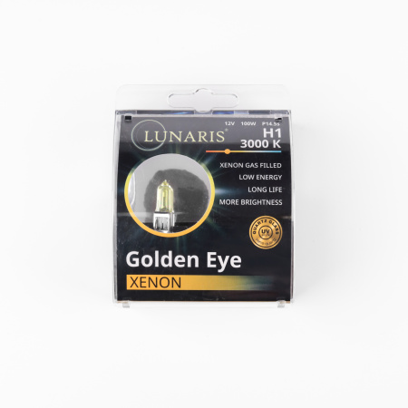 Лампа галогенная H1 12V 100W P14.5s Golden Eye 3000K (компл. 2шт) LUNARIS