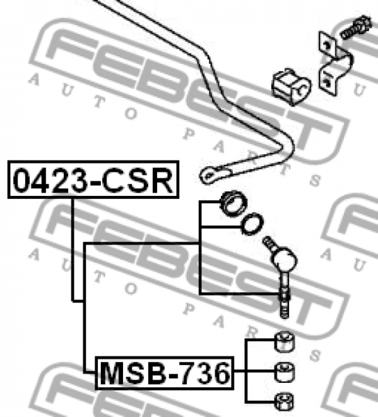 Ремкомплект тяги стабилизатора MSB-736/MR476595 3 PCS Febest