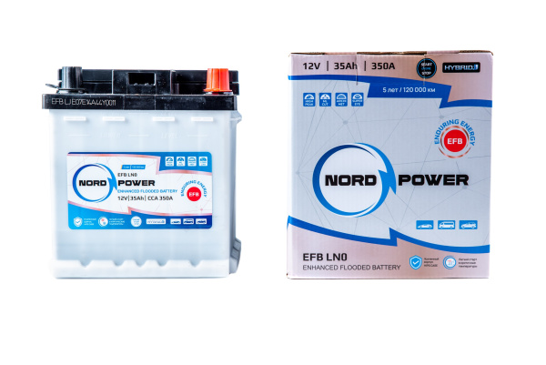Аккумулятор NORD POWER EFB LN0 35A/h (пусковой ток 350А) Start-Stop/Гибрид