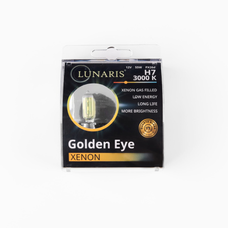 Лампа галогенная H7 12V 55W PX26d Golden Eye 3000K (компл. 2шт) LUNARIS