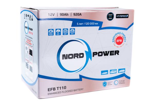 Аккумулятор NORD POWER EFB T110 (D31L) 90A/h (пусковой ток 920А) Start-Stop/Гибрид