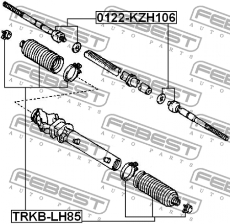 Пыльник рулевой рейки TRKB-LH85/45535-26020 Febest