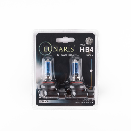 Лампа галогенная HB4/9006 12V 100W P22d Super White 5500K (2шт. на блистере) LUNARIS