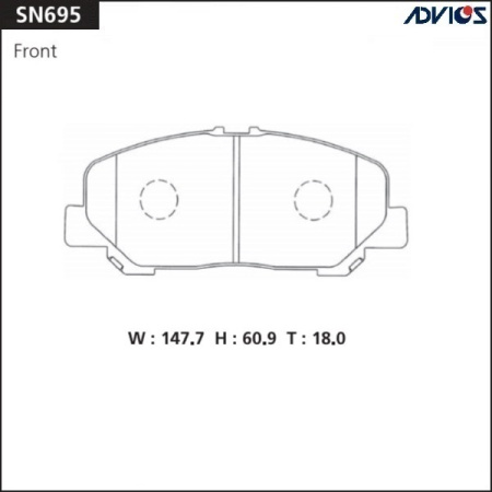Тормозные колодки дисковые SN695 Advics