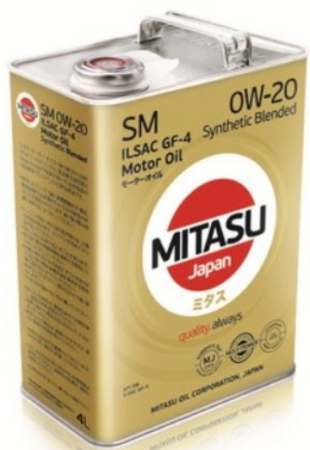 Масло моторное MITASU MJ-M02 HYBRID MOLY-TRIMER 0w20 SM/ GF-4 4л синтетическое