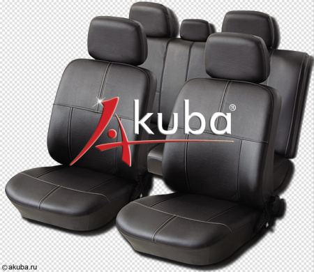 Чехлы на сиденья "Akuba Экокожа" KOZH/BK черные, комплект