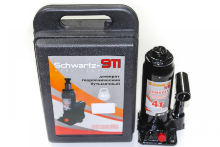 Домкрат гидравлический бутылочный 4т SCHWARTZ-911 195-380мм, пластиковый кейс ДОМК0008